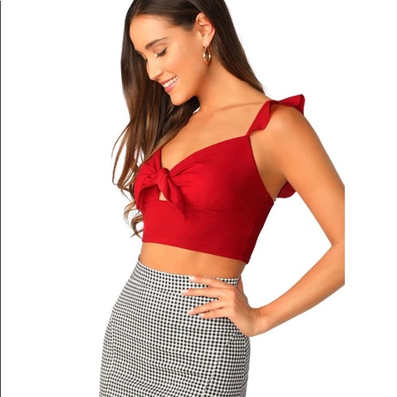 New Super Cute Red Crop Top - Picture 3 of 5